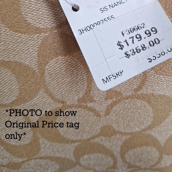 COACH Nancy SIGNATURE PVC SATCHEL Boston Bag F30662 Light Khaki /Yellow EUC - Picture 16 of 16